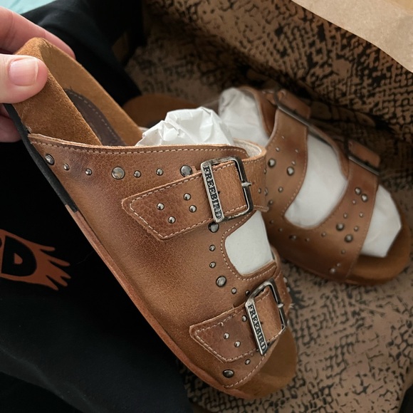 Freebird Brown Studded Sandals - Picture 2 of 5